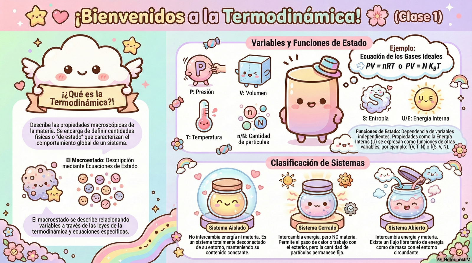 Energía interna y temperatura · Lámina de apoyo de termodinámica (Clase 1)