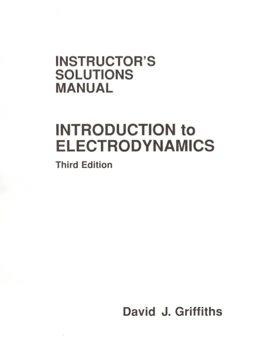 Portada de Introduction to Electrodynamics - Solution Manual
