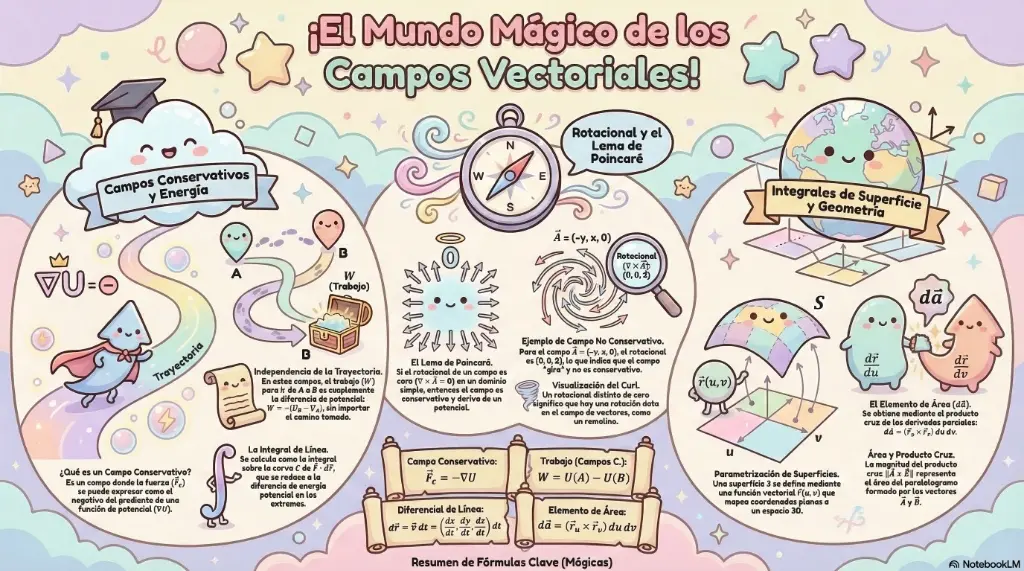 Campos vectoriales, rotacional y superficies · Infografía: el mundo mágico de los campos vectoriales